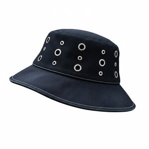 Apparis Slick Raw Denim Bucket Hat Indigo Blue Silver Grommet S5HA231IND NWT OS